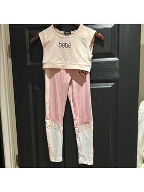 Bebe Girls Pink and White Dance/Gym Set